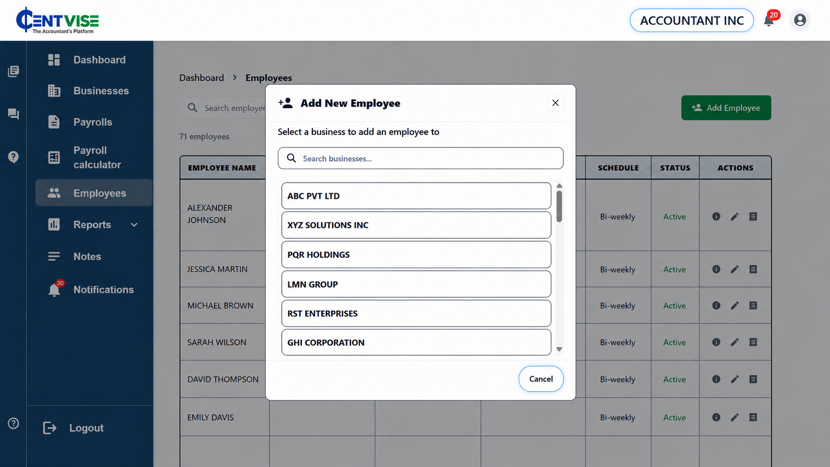 Add Employee screenshot